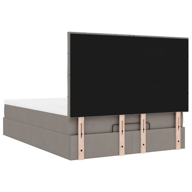 Osmanų lova su čiužiniu ir LED, taupe, 140x190cm, audinys