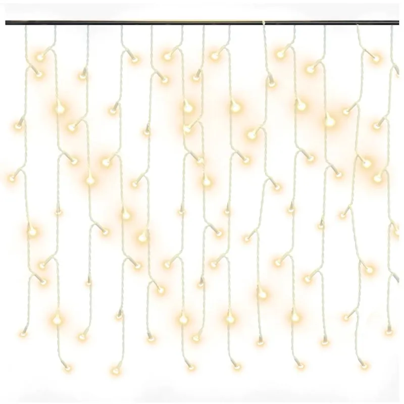 LED girlianda varvekliai, 10m, 400 šiltų baltų LED, 8 funkcijos