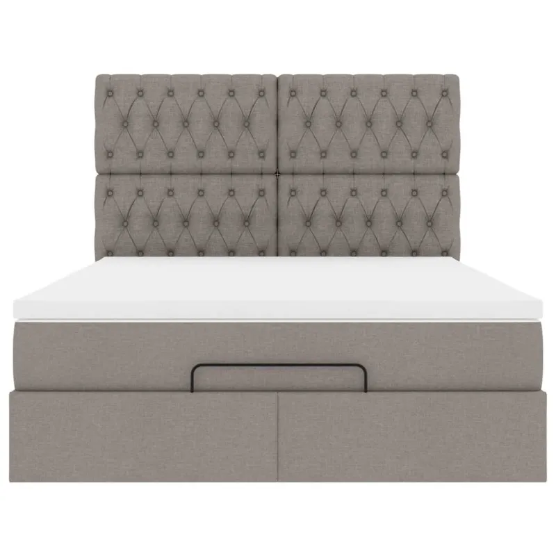 Osmanų lova su čiužiniu ir LED, taupe, 140x190cm, audinys