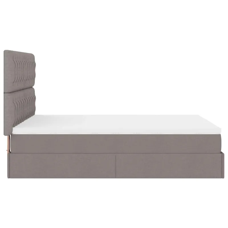 Osmanų lova su čiužiniu ir LED, taupe, 140x190cm, audinys