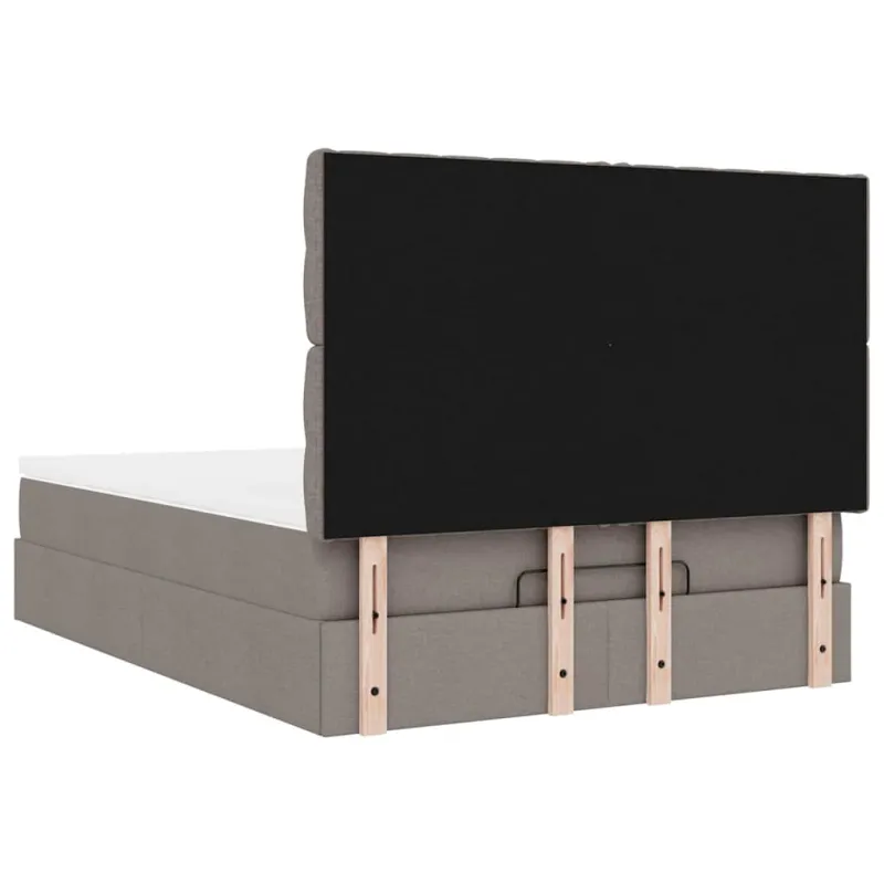 Osmanų lova su čiužiniu ir LED, taupe, 140x190cm, audinys