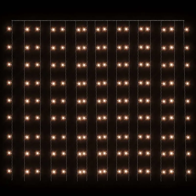 LED lempučių užuolaida, 3x3m, 300 šiltų baltų LED lempučių
