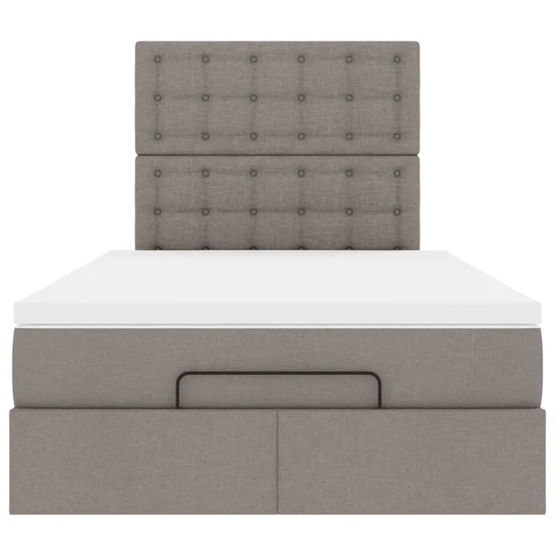 Osmanų lova su čiužiniu ir LED, taupe sp., 120x190cm, audinys