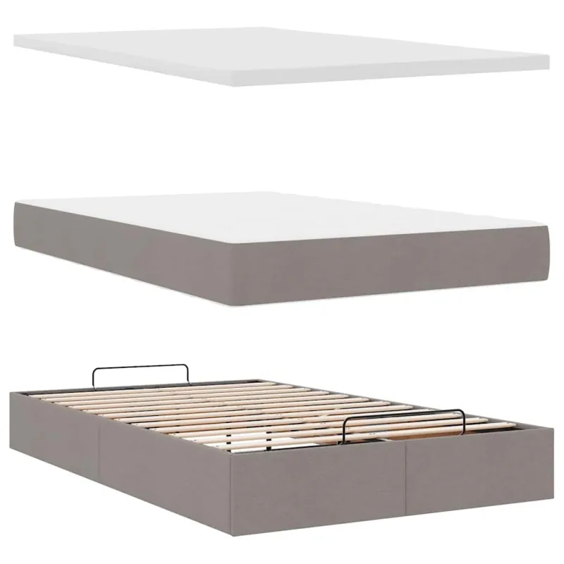 Osmanų lova su čiužiniu ir LED, taupe sp., 120x190cm, audinys