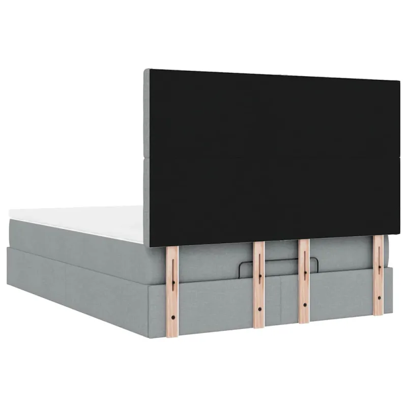 Osmanų lova su čiužiniu ir LED šviesiai pilka 140x190cm audinys