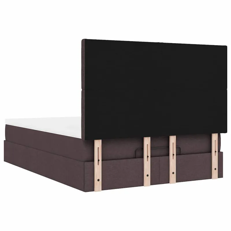 Osmanų lova su čiužiniu ir LED, rudas, 140x190cm, audinys