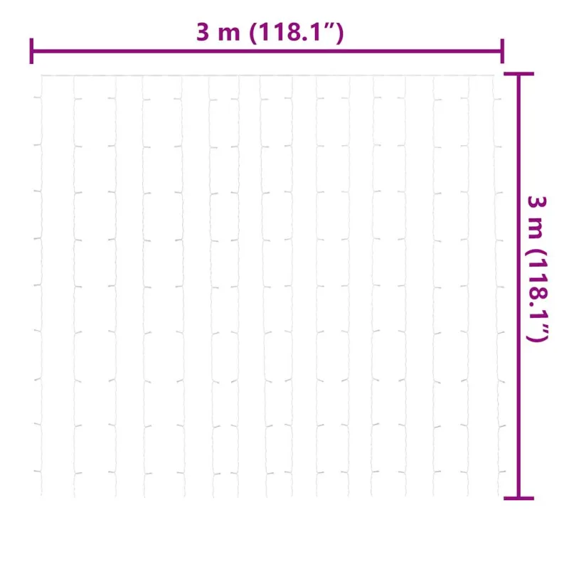LED lempučių užuolaida, 3x3m, 300 mėlynų LED lempučių
