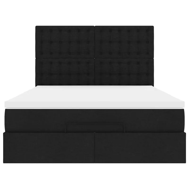 Osmanų lova su čiužiniu ir LED lemputėmis juodas 140x200 cm