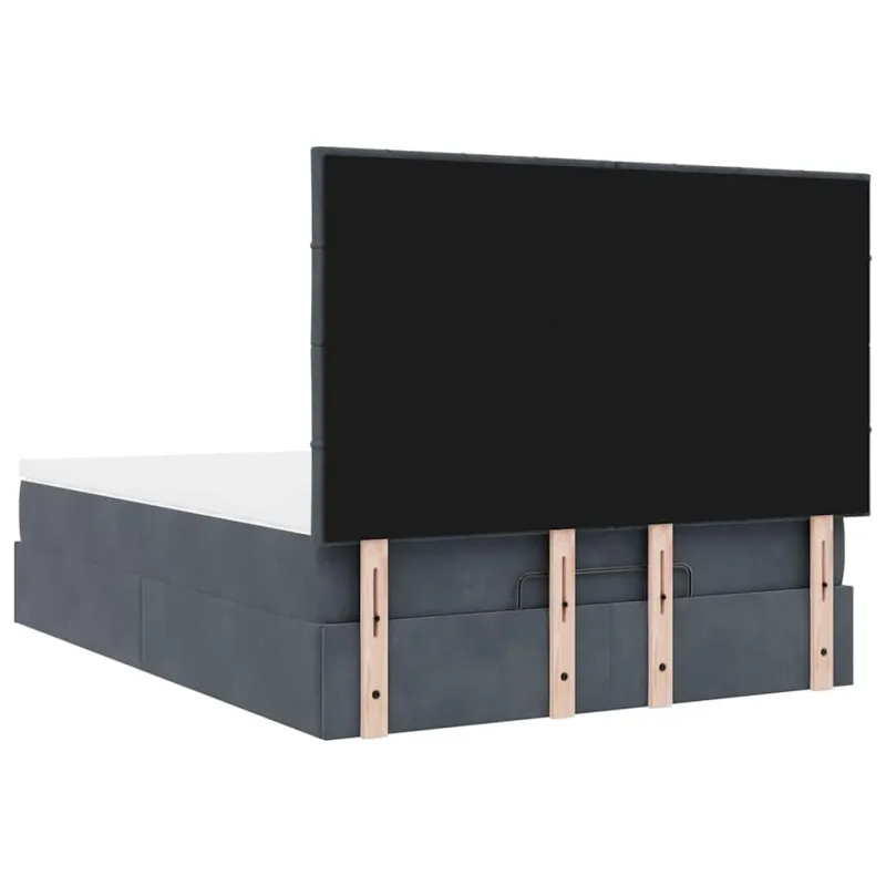 Osmanų lova su čiužiniais ir LED Tamsiai pilka 140x200cm Velvet