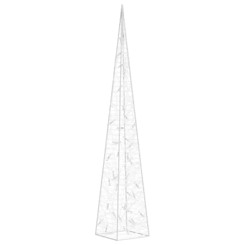 Akrilinė LED dekoracija kūgis, šaltos baltos spalvos, 90cm