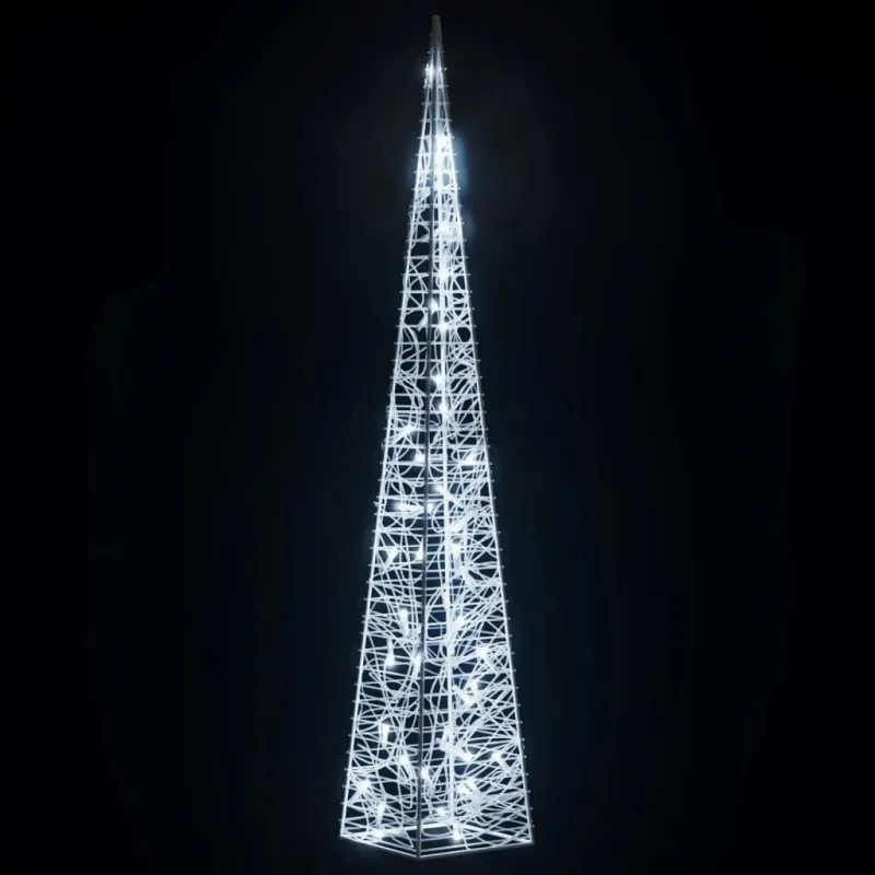 Akrilinė LED dekoracija kūgis, šaltos baltos spalvos, 90cm