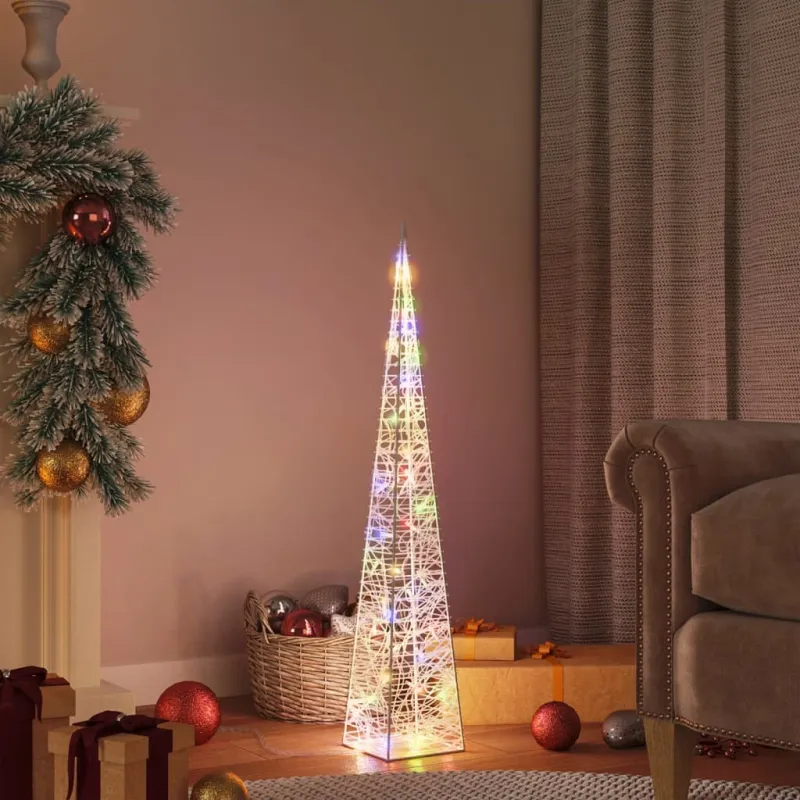 Akrilinė LED dekoracija kūgis, įvairiaspalvis, 90cm