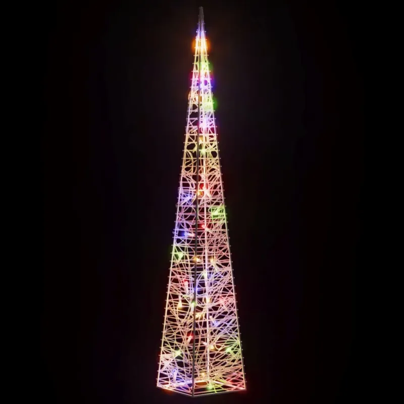 Akrilinė LED dekoracija kūgis, įvairiaspalvis, 90cm