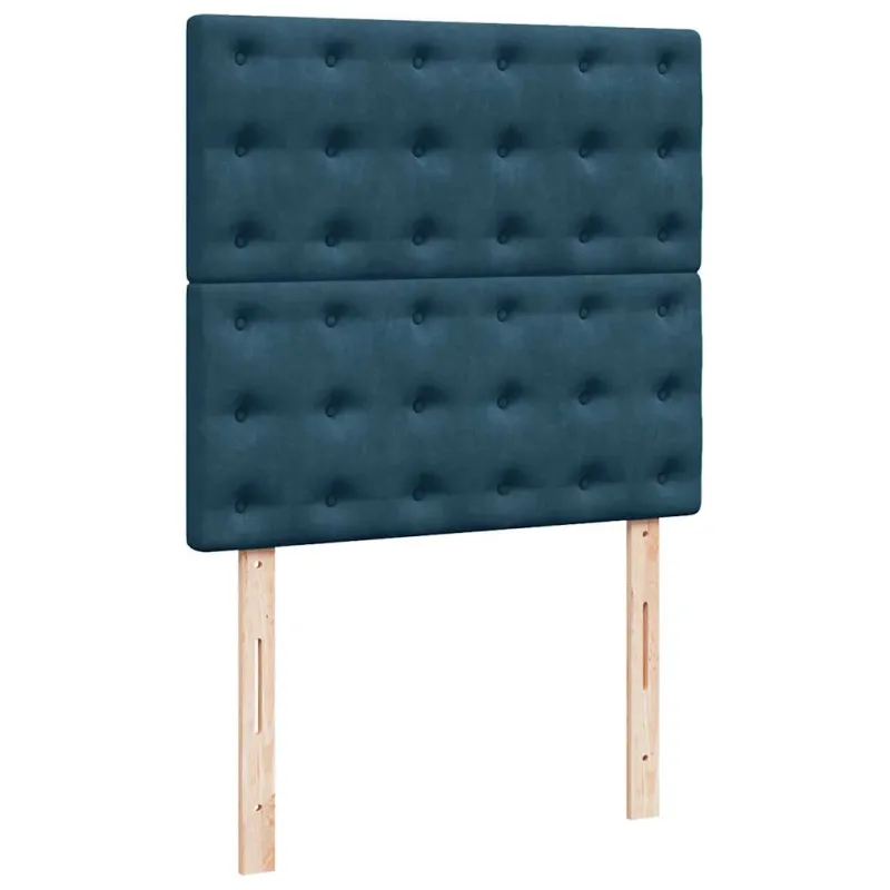 Osmanų lovos rėmas su čiužiniais, mėlynas, 80x200cm, aksomas