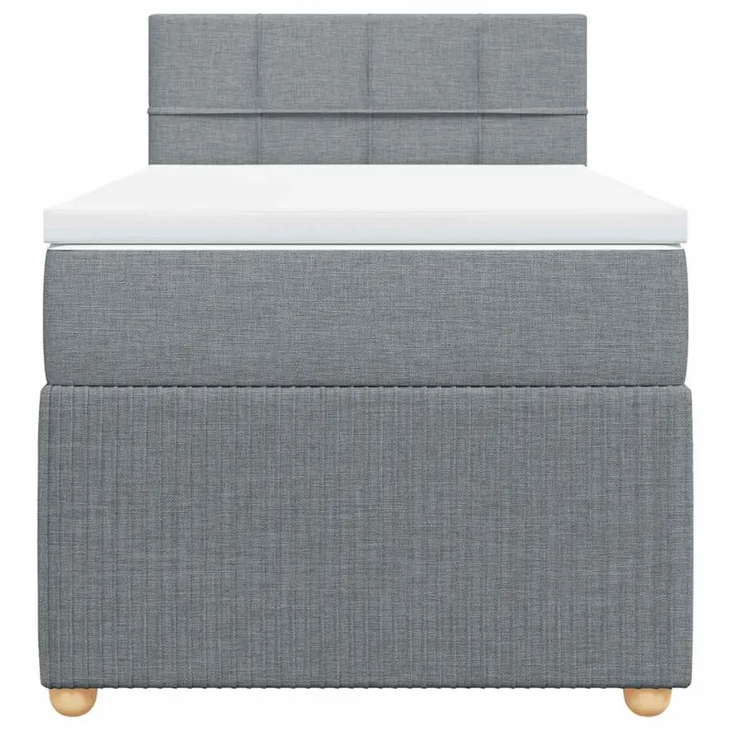Lova su spyruoklėmis ir čiužiniu, pilka, 100x200cm, audinys