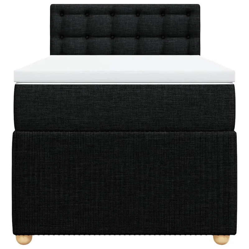 Lova su spyruoklėmis ir čiužiniu, juoda, 100x200cm, audinys