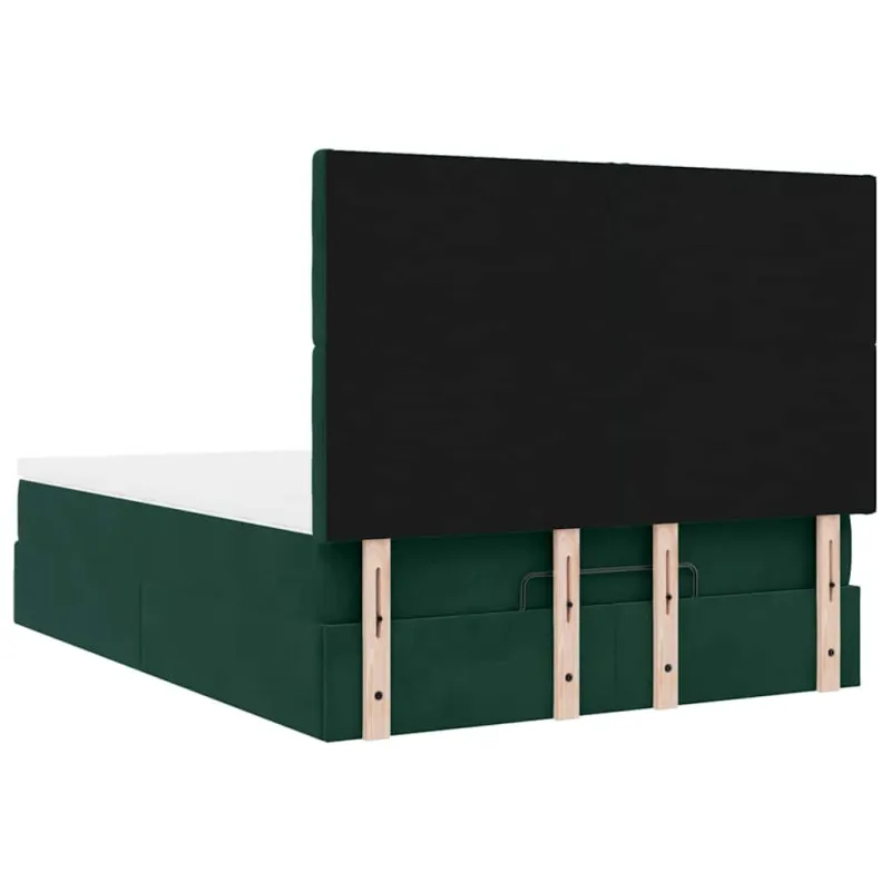 Osmanų lova su čiužiniais ir LED Tamsiai žalia 140x200cm Velvet