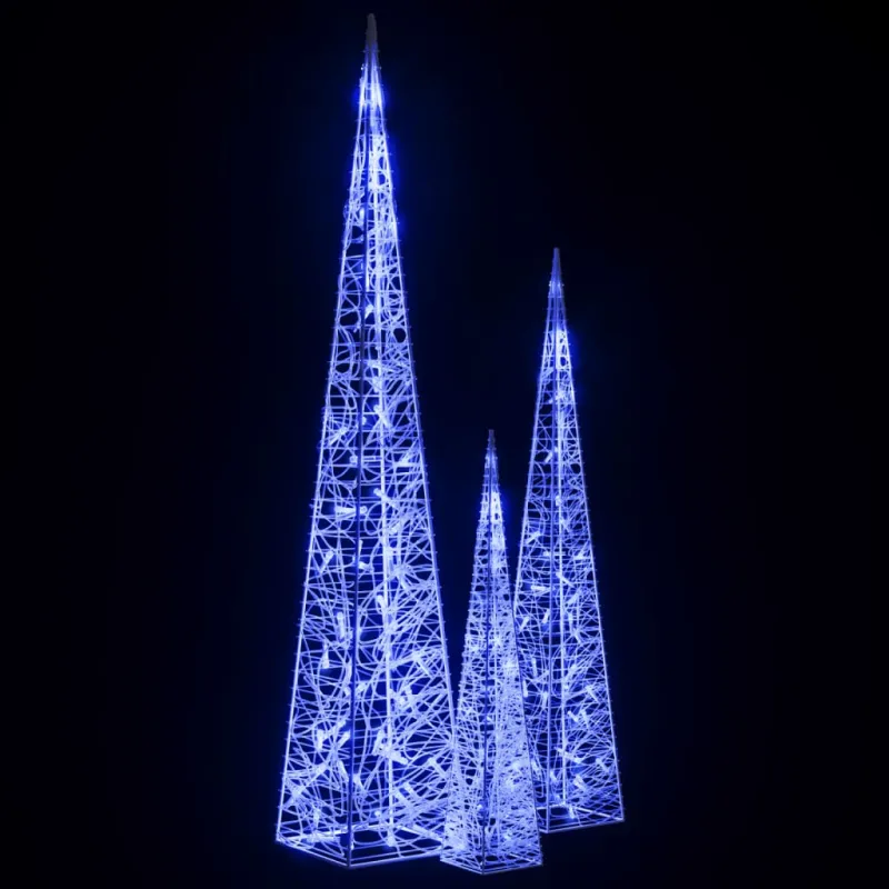 Akrilinė LED dekoracija kūgiai, mėlynos spalvos, 60/90/120cm