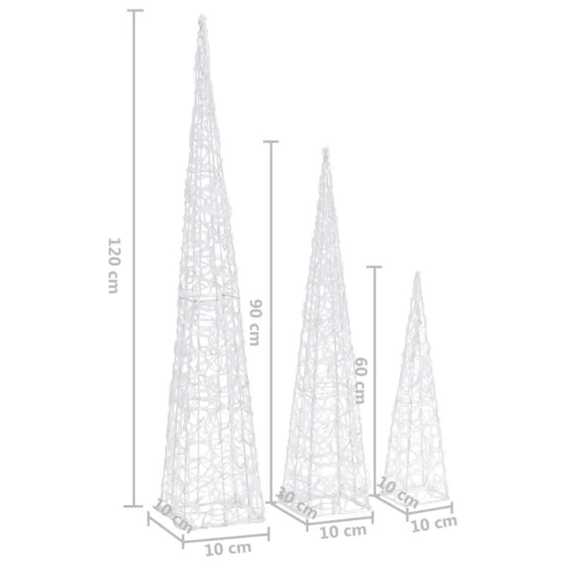 Akrilinė LED dekoracija kūgiai, mėlynos spalvos, 60/90/120cm