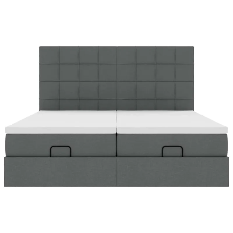 Osmanų lovos rėmas su čiužiniais, pilkas, 180x200cm, audinys