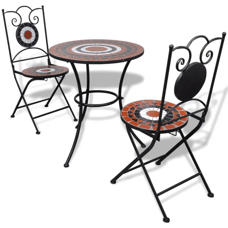 Bistro-Setti, 3-os osat, terrakotta ja valkoinen, laatat