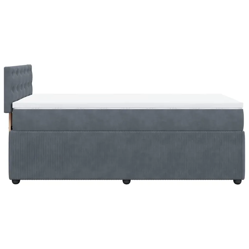 Lova su spyruoklėmis ir čiužiniu, pilka, 80x200cm, aksomas