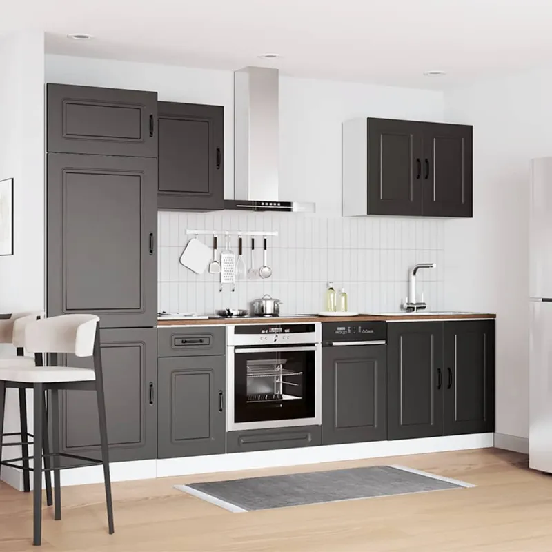 Virtuvinių spintelių komplektas, 7 dalių, Kalmar, juoda