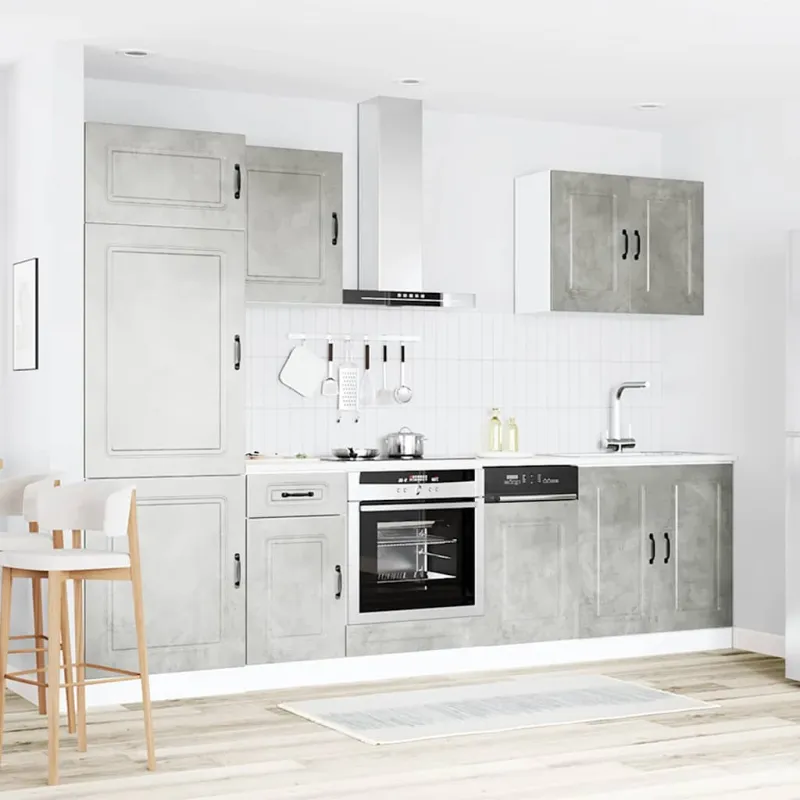 Virtuvinių spintelių komplektas, 7 dalių, Kalmar, betono pilka