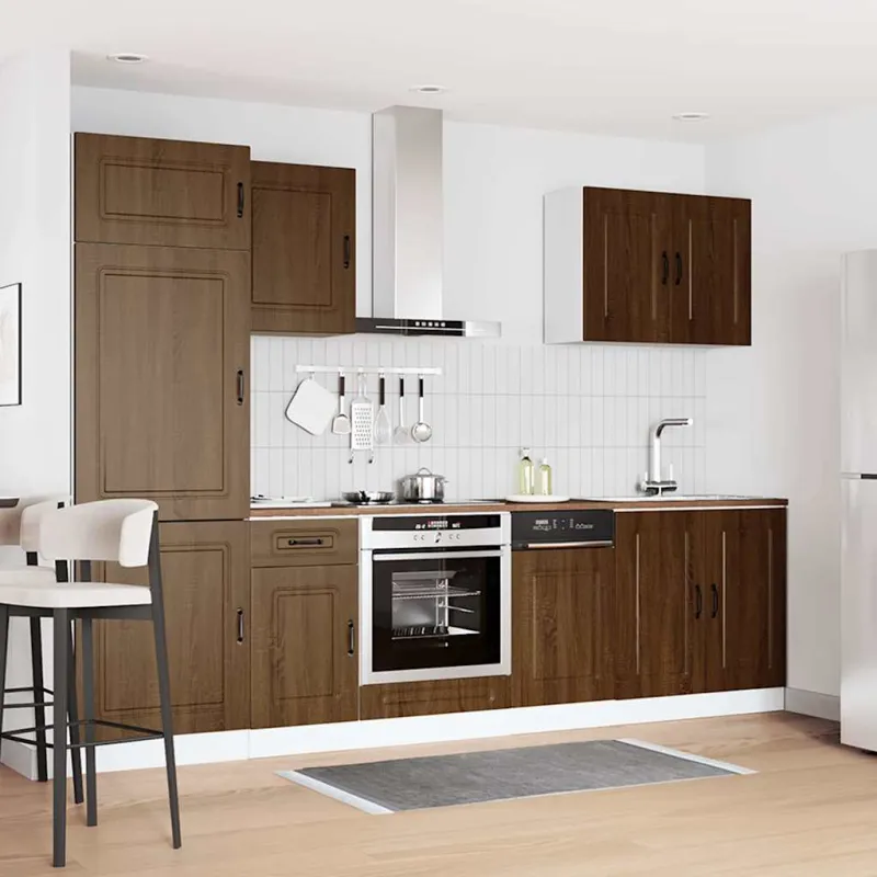 Virtuvinių spintelių komplektas, 7 dalių, Kalmar, ruda