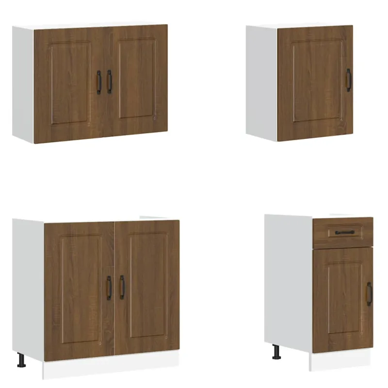 Virtuvinių spintelių komplektas, 7 dalių, Kalmar, ruda