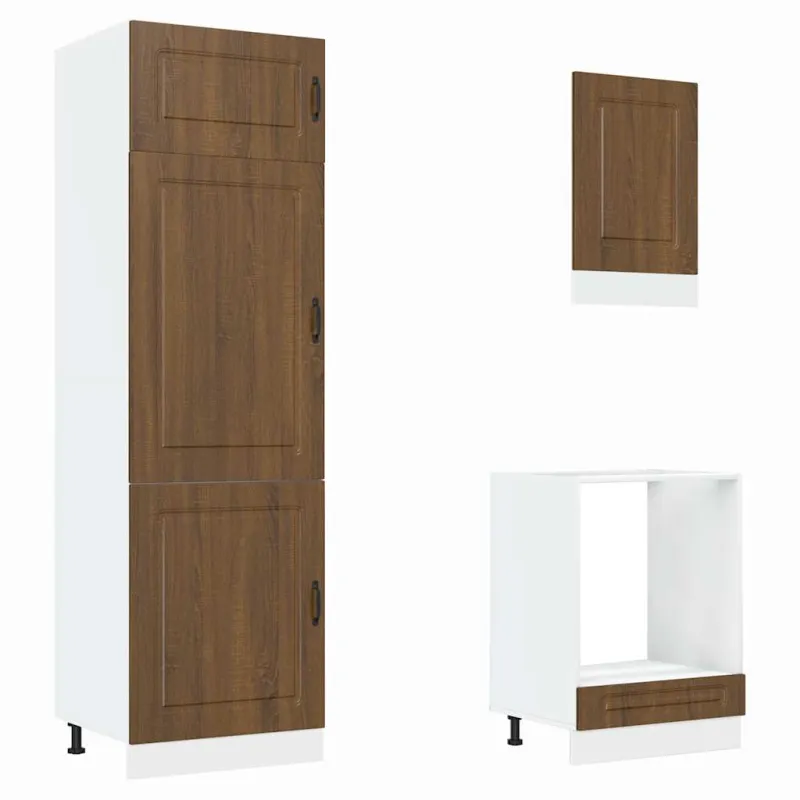 Virtuvinių spintelių komplektas, 7 dalių, Kalmar, ruda
