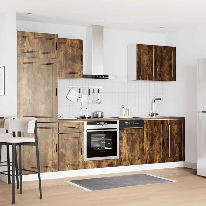 Virtuvinių spintelių komplektas, 7 dalių, Porto, dūminio