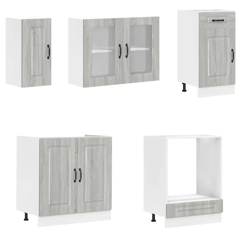 Virtuvinių spintelių komplektas, 8 dalių, Kalmar, pilka