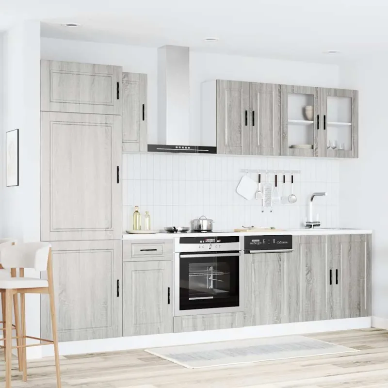 Virtuvinių spintelių komplektas, 8 dalių, Kalmar, pilka