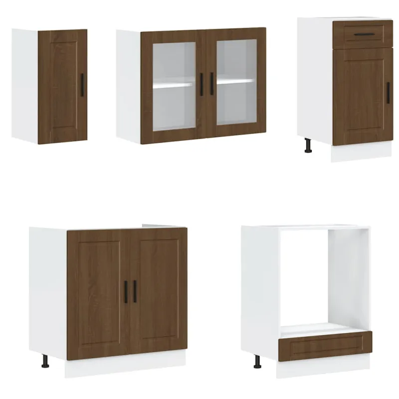 Virtuvinių spintelių komplektas, 8 dalių, Kalmar, ruda