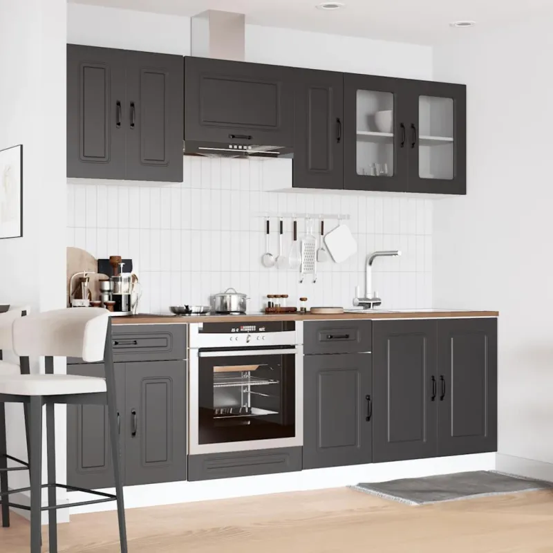 Virtuvinių spintelių komplektas, 8 dalių, Kalmar, juoda