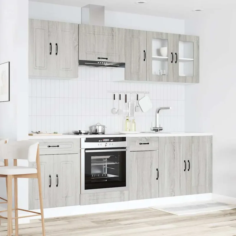 Virtuvinių spintelių komplektas, 8 dalių, Kalmar, pilka