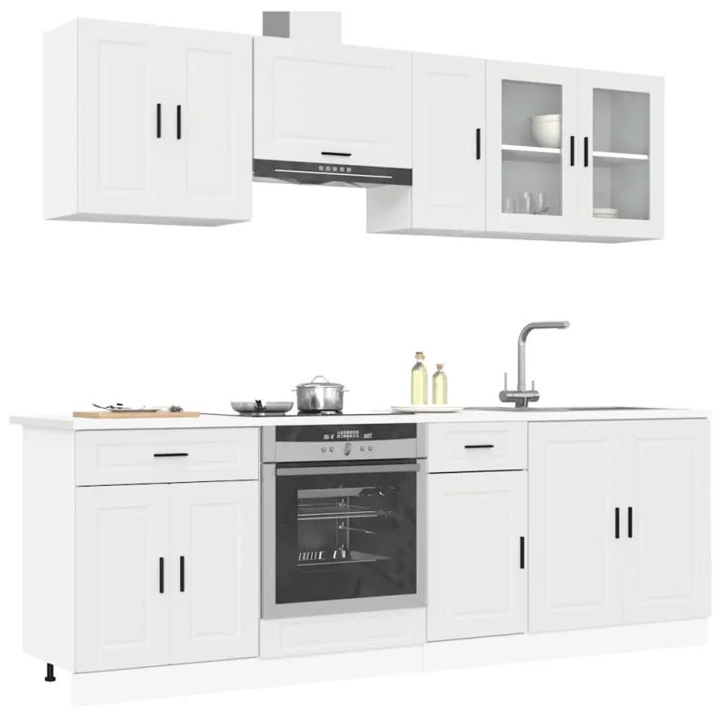 Virtuvinių spintelių komplektas, 8 dalių, Porto, balta