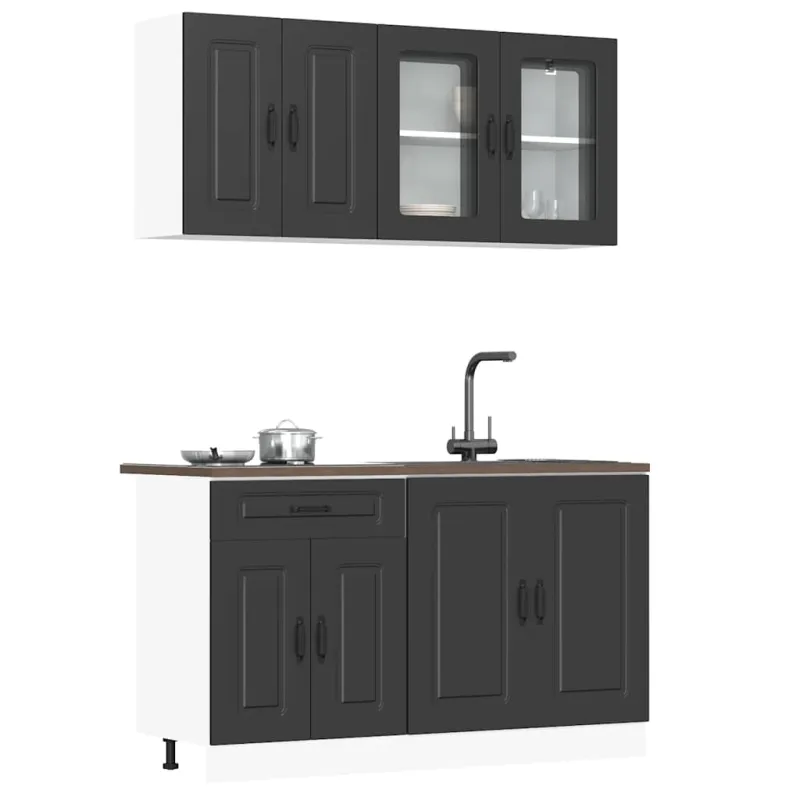 Virtuvinių spintelių komplektas, 4 dalių, Kalmar, juoda
