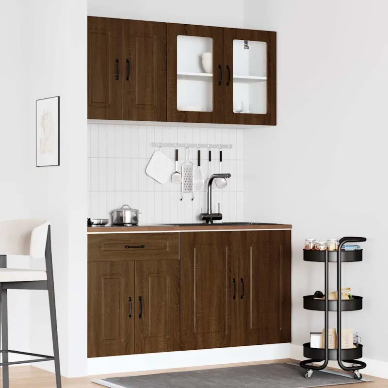 Virtuvinių spintelių komplektas, 4 dalių, Kalmar, ruda
