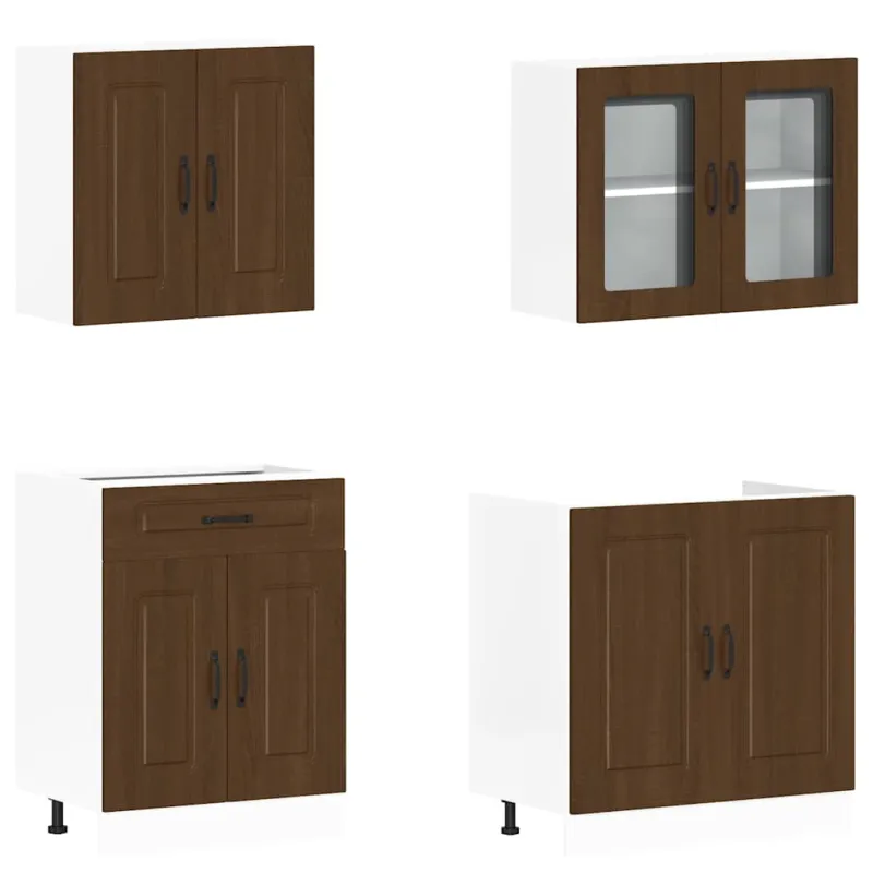 Virtuvinių spintelių komplektas, 4 dalių, Kalmar, ruda