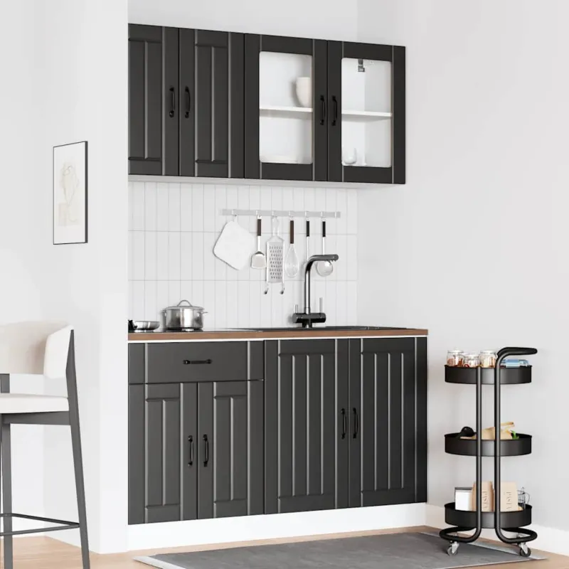 Virtuvinių spintelių komplektas, 4 dalių, Lucca, juoda