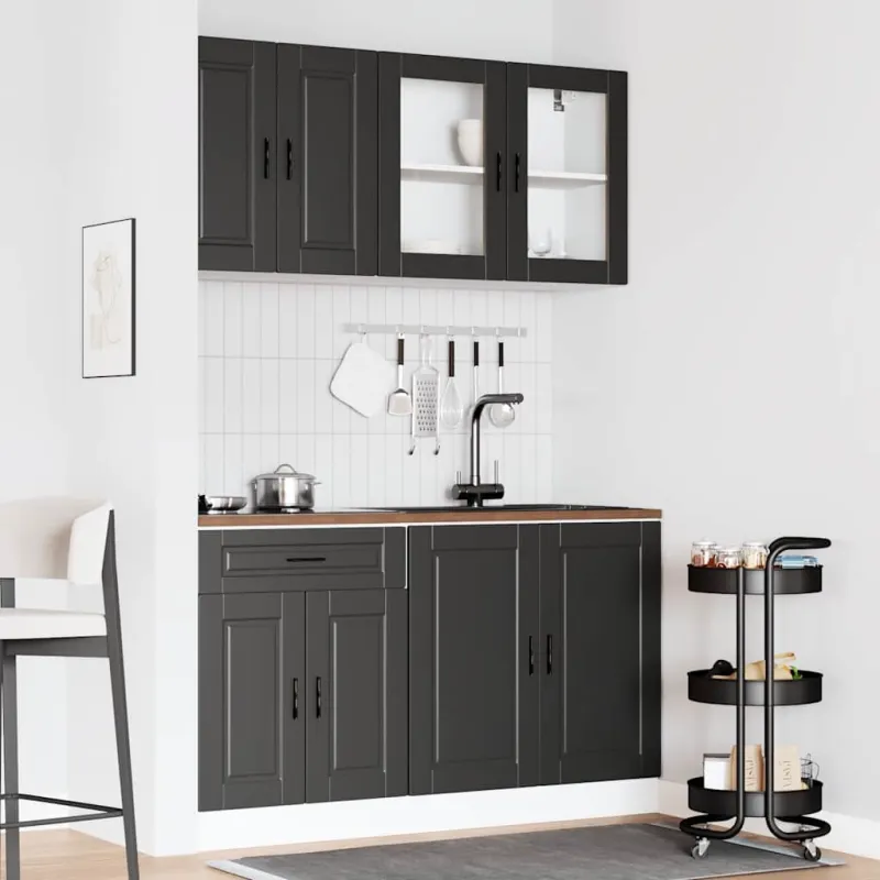 Virtuvinių spintelių komplektas, 4 dalių, Porto, juoda