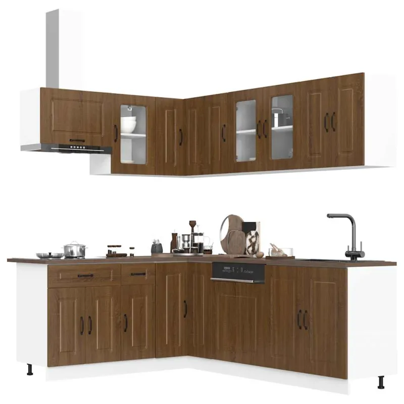Virtuvinių spintelių komplektas, 11 dalių, Kalmar, ruda
