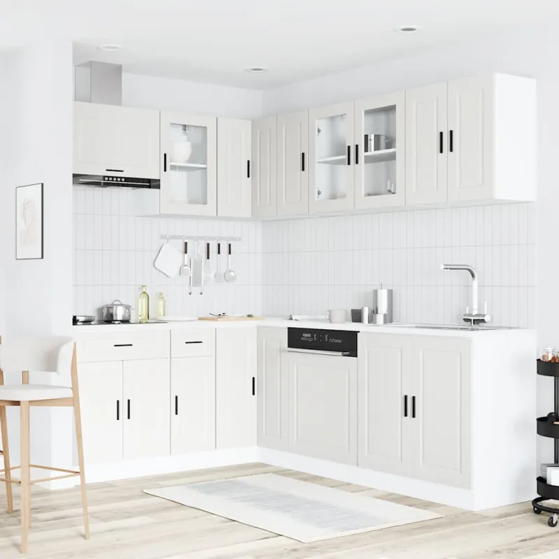 Virtuvinių spintelių komplektas, 11 dalių, Porto, balta