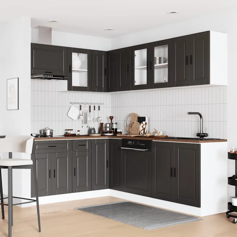 Virtuvinių spintelių komplektas, 11 dalių, Porto, juoda