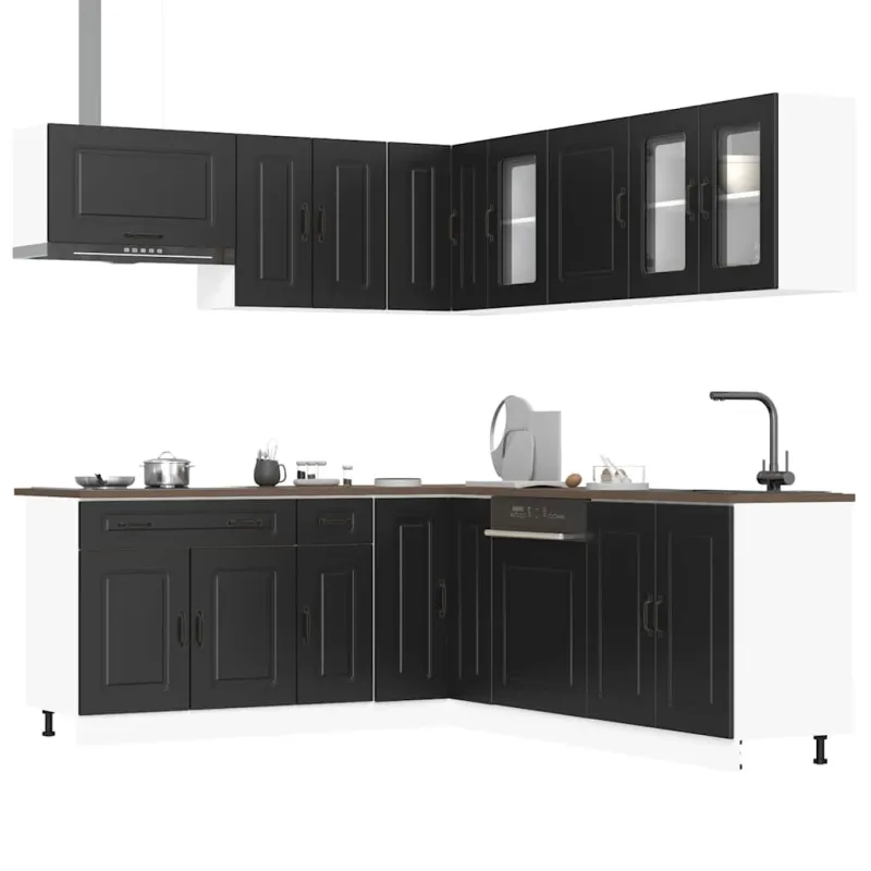 Virtuvinių spintelių komplektas, 11 dalių, Kalmar, juoda