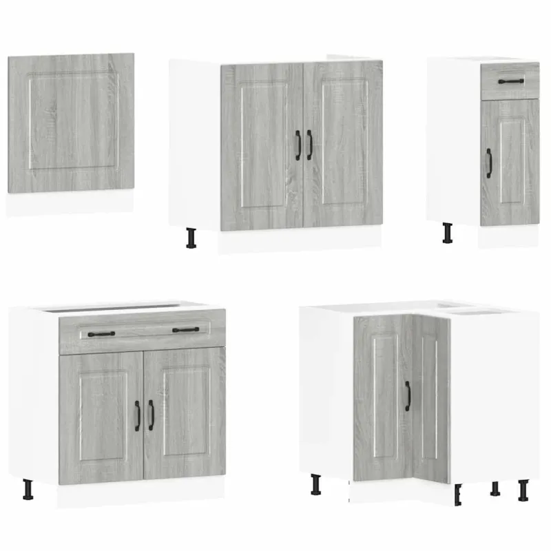 Virtuvinių spintelių komplektas, 11 dalių, Kalmar, pilka