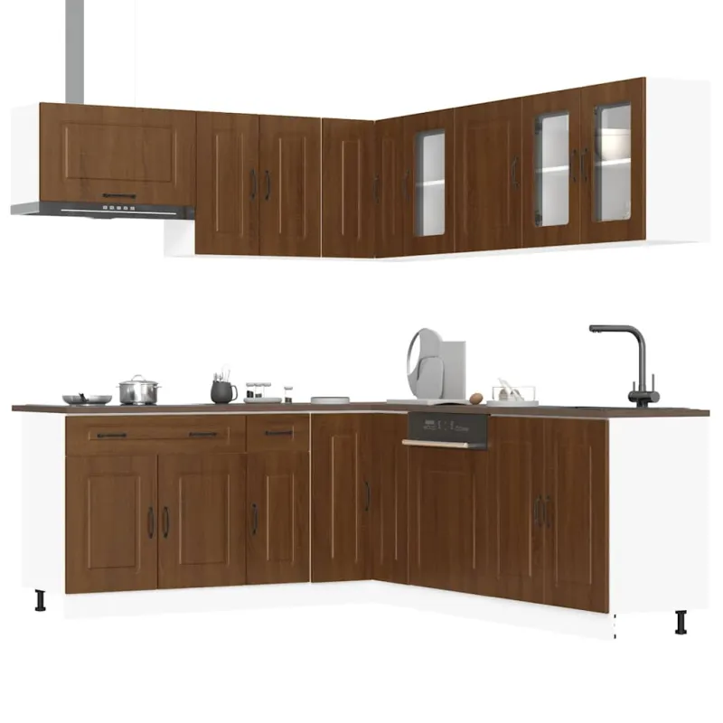 Virtuvinių spintelių komplektas, 11 dalių, Kalmar, ruda