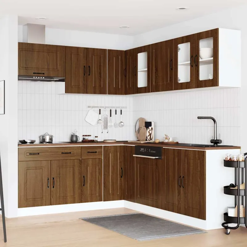 Virtuvinių spintelių komplektas, 11 dalių, Kalmar, ruda